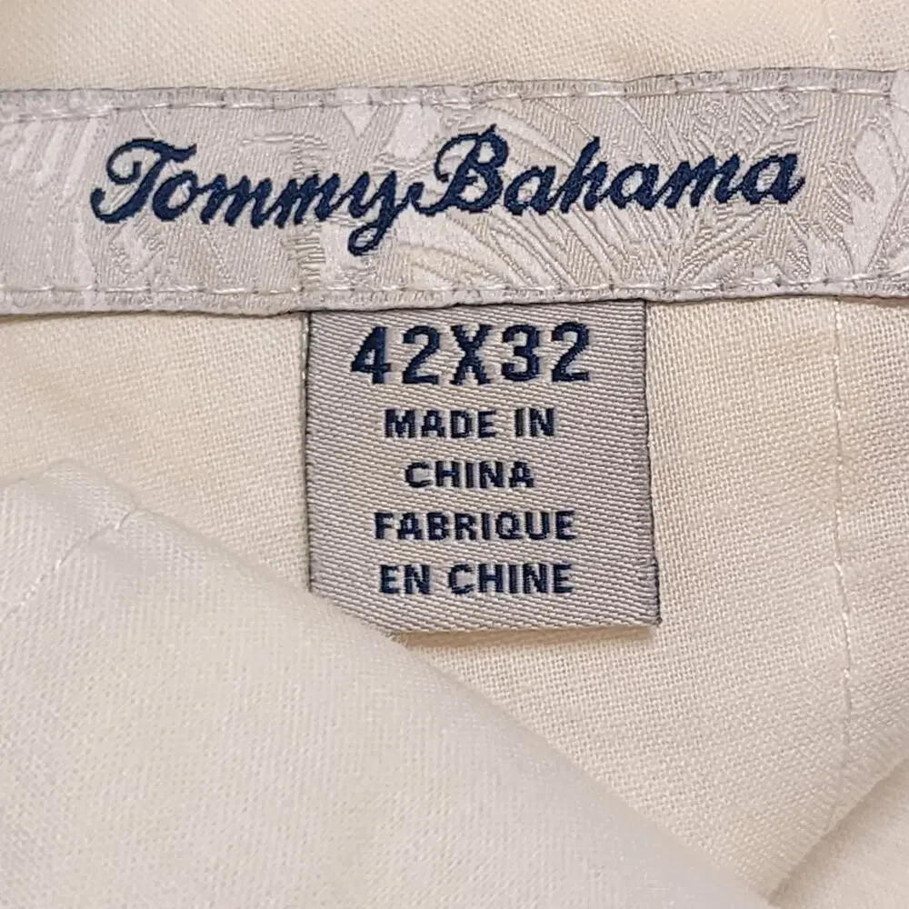 Tommy Bahama Off White Mahalo Bay Flat Front Pants Men's Size 42 x 32 NWT